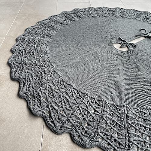 Jaijy 48 Inch Large Solid Knitting Christmas Tree Skirt Luxury Geometric Xmas Cushion For Party Treatments New Year Decorations Holiday Party Ornaments, Gray #TOP2