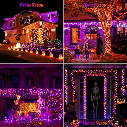 FairyGlim Halloween String Lights Plug in,33FT 100 LED String Lights with 8 Modes & Timer, Halloween Decorations for Party Carnival Supplies, Outdoor Indoor Yard Garden Decor, Purple & Orange - image 8