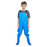 VicBre Kids Chest Waders with Non-Slip Boots, Attached System with Waterproof Trousers, Waders for Boys and Girls
