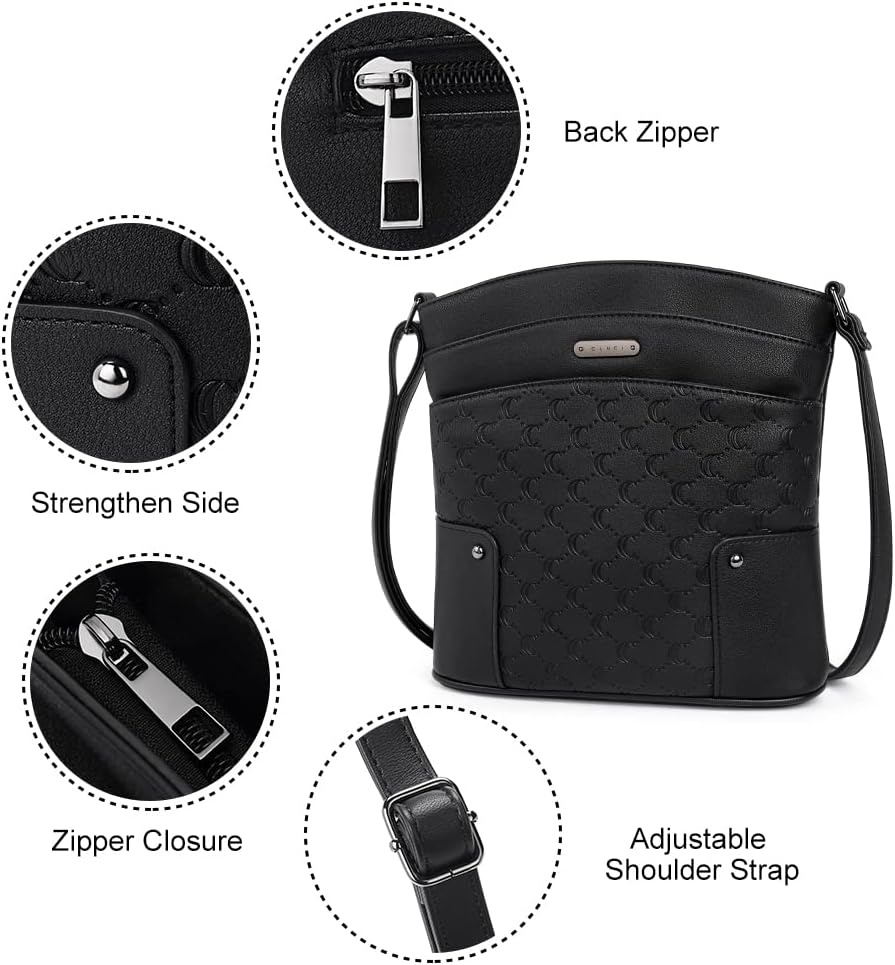 CLUCI Crossbody Bags for Women Leather Purse Travel Vacation Triple Pockets Vintage Handbags Shoulder Bags