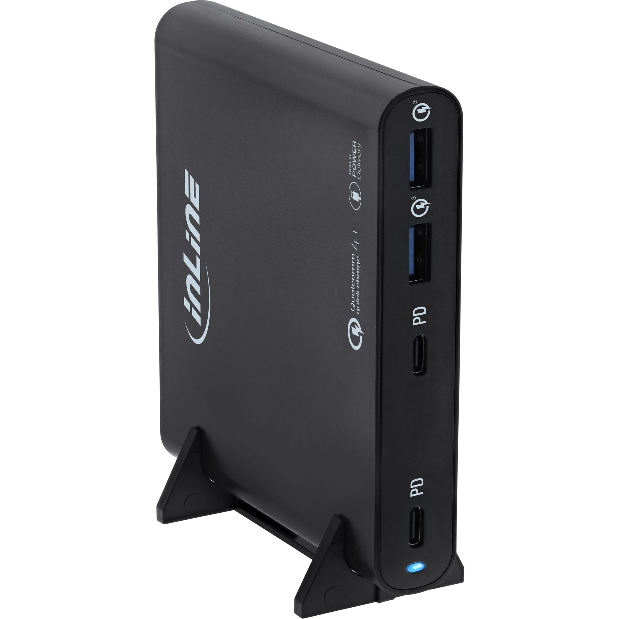 InLine USB Netzteil, GaN Ladegerät, 4-Port, 2X USB-C + 2X USB-A, 120W, Power Delivery & QuickCharge, kompakt, schwarz, 31515B