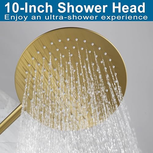 Miniatura 35 de POP SANITARYWARE Juego de grifo de ducha cromado para baño, sistema de ducha de lluvia montado en la pared de 8 pulgadas, juego de cabezal de ducha