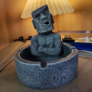 爆笑モアイ　鋳物　灰皿 Amazon.co.jp: 灰皿 モアイ像 石像 Moai イースター 携帯灰皿