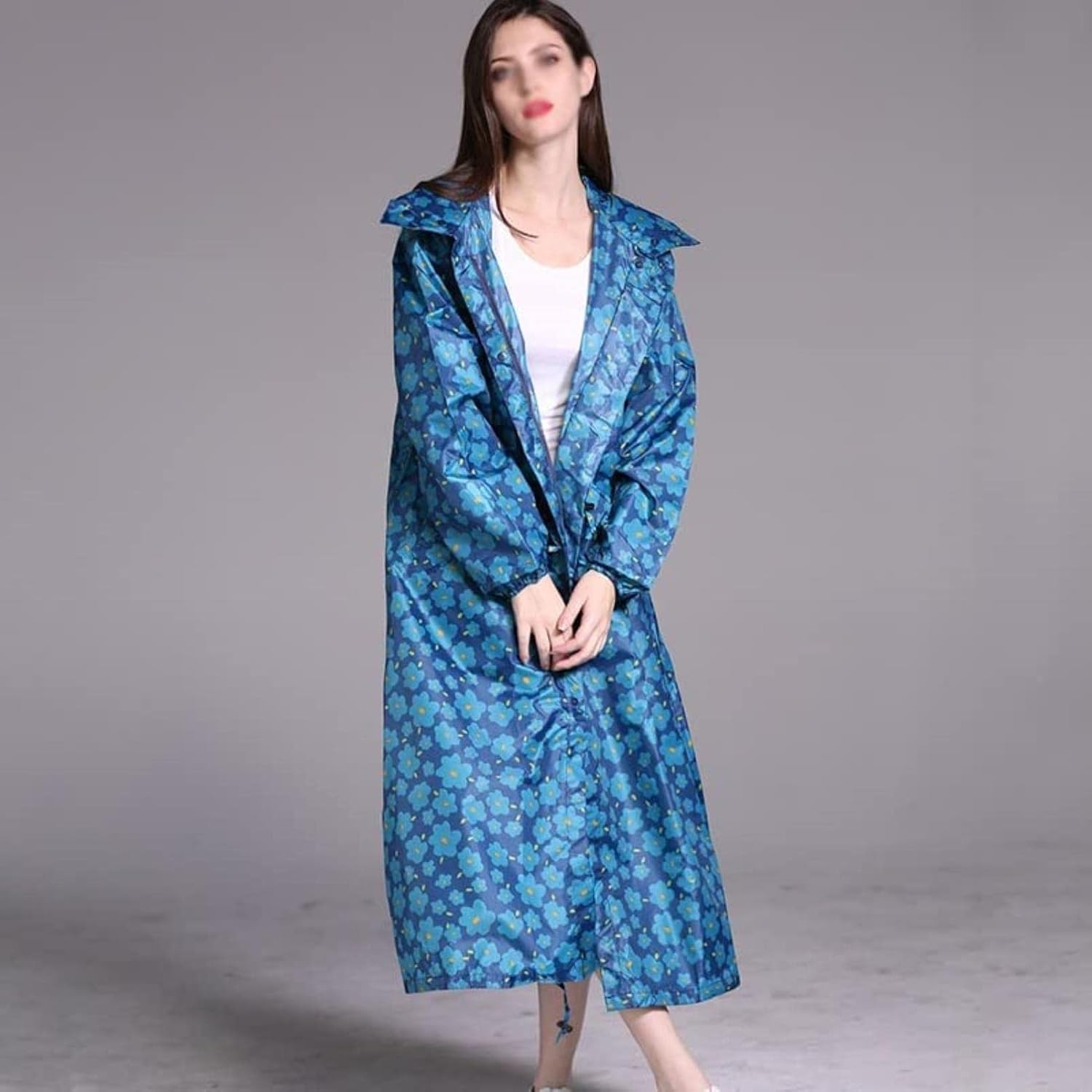 Adult Long Corset Raincoat Women's Poncho Raincoat Outdoor Travel Hiking Camping Fishing Hooded