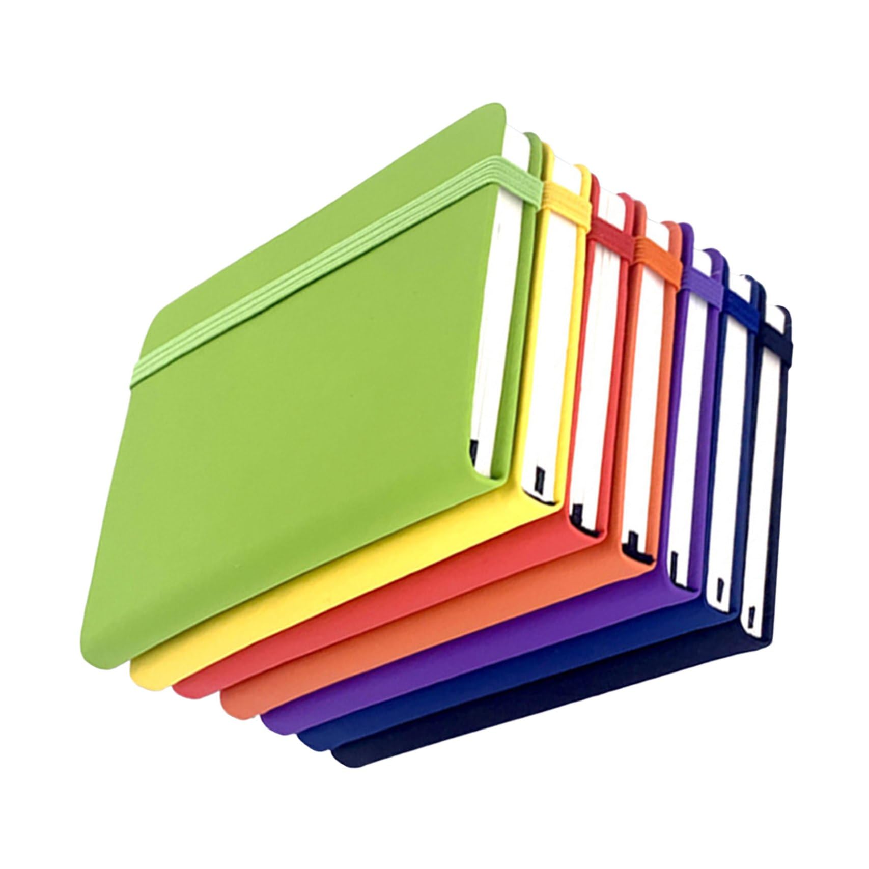 Set 7 Pezzi Quaderni Piccoli A6 con Copertina in Pu e Chiusura Elastico, Blocco Note Rigato per Scuola e Ufficio, Carta di Qualità per Appunti Sicuri