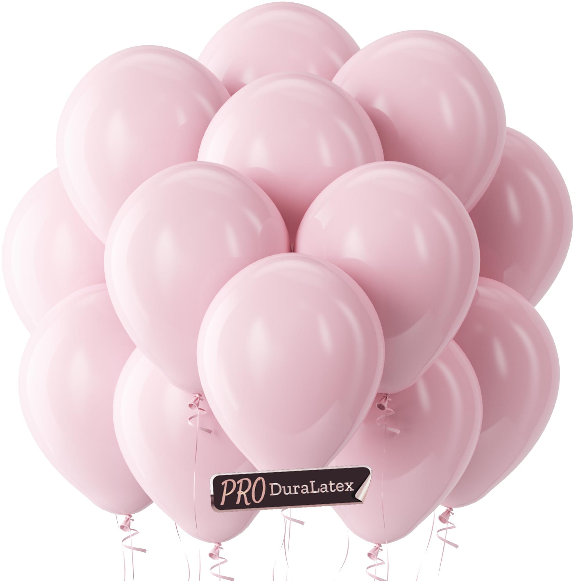 Bezente Pro Duralatex Pastel Pink Extra-Thick Balloons 100 Pack 12 inch