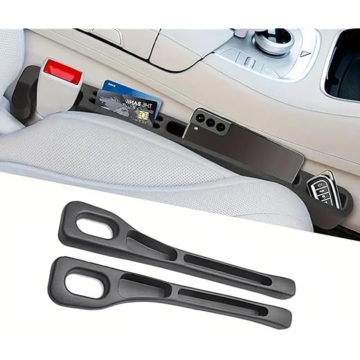 Astoria EVA Car Seat Organizer Fills Gap Between Seat & Console, Universal Fit Accessories with Buckle Base, Phone Holder Gap Filler Pad for Cars, Trucks & SUVs Black Pack of 2