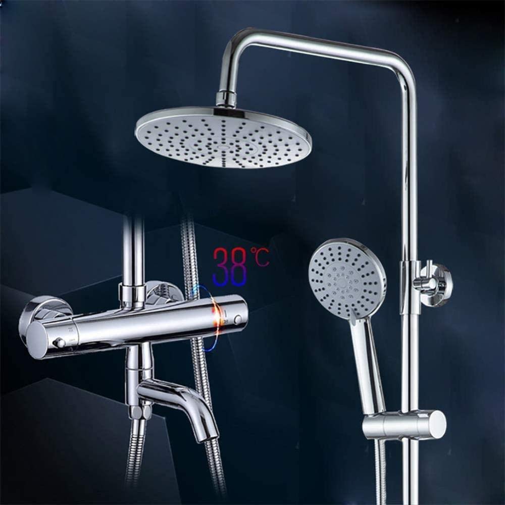 Brausegarnitur Messing Thermostatbrause Heb- und senkbar Drehbrause Anti-Korrosion Anti-Rost-Dusche Frei einstellbare Wasserbrause