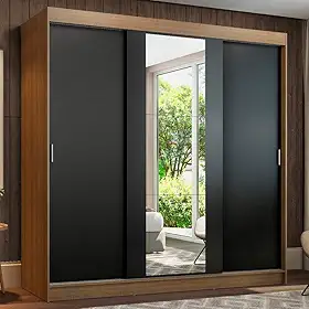 Guarda-roupa Casal Madesa Reno 3 Portas de Correr com Espelho