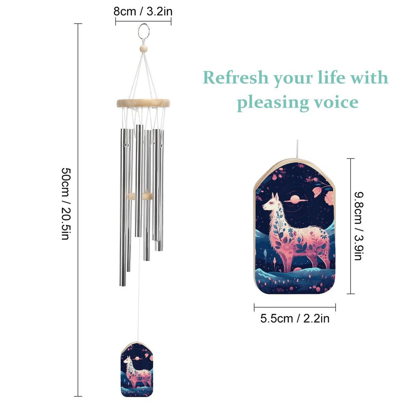 Outdoor Wind Chimes, Starry Night Alpaca Printed Wind Chimes,Simple Wind Chimes,Curtain Wind Chimes for Home Decoration