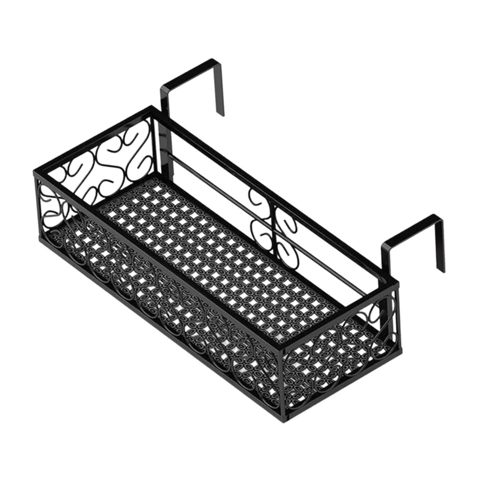 Support suspendu pour jardinière, étagère et panier en fer, 80 cm, pour terrasse, clôture jardin, Noir, 50 cm