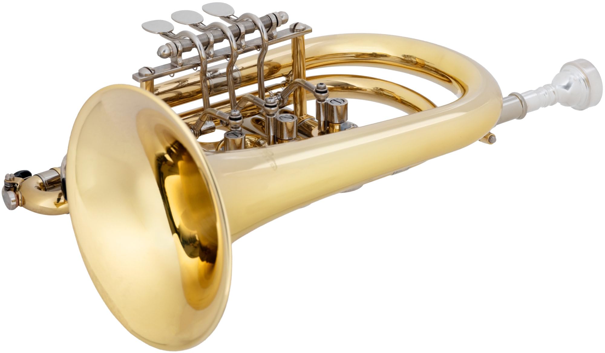 BCR-26L Drehventil Kornett - Ideales Schülerinstrument - Gewicht: 910g, Länge: 28cm - Korpus: Messing, Mundrohr: Goldmessing, Finish Klarlackiert - Inkl. Mundstück & Gigbag