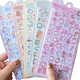 ぷくぷくシール 立体 ごほうびシール キラキラ デコシール 可愛い 飾り用 DIY 手帳用 携帯 文房具 (かわいい デコシール, 6枚セット)
