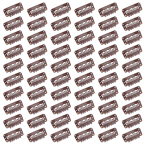 Clips de Peluca Clips para Extensiones en Forma de U Accesorios para Pelucas Fijas Mujeres Hombres 60 Piezas Marrón