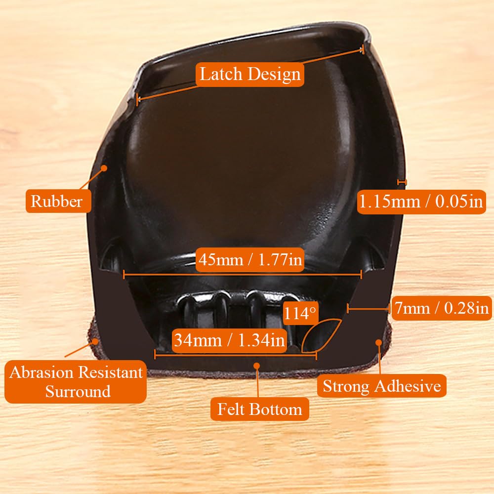 20 protectores de suelo de silicona negra para patas de silla, tapas con fieltro para suelos de madera dura, almohadillas para patas de muebles, evitan arañazos, fundas para patas de silla de oficina