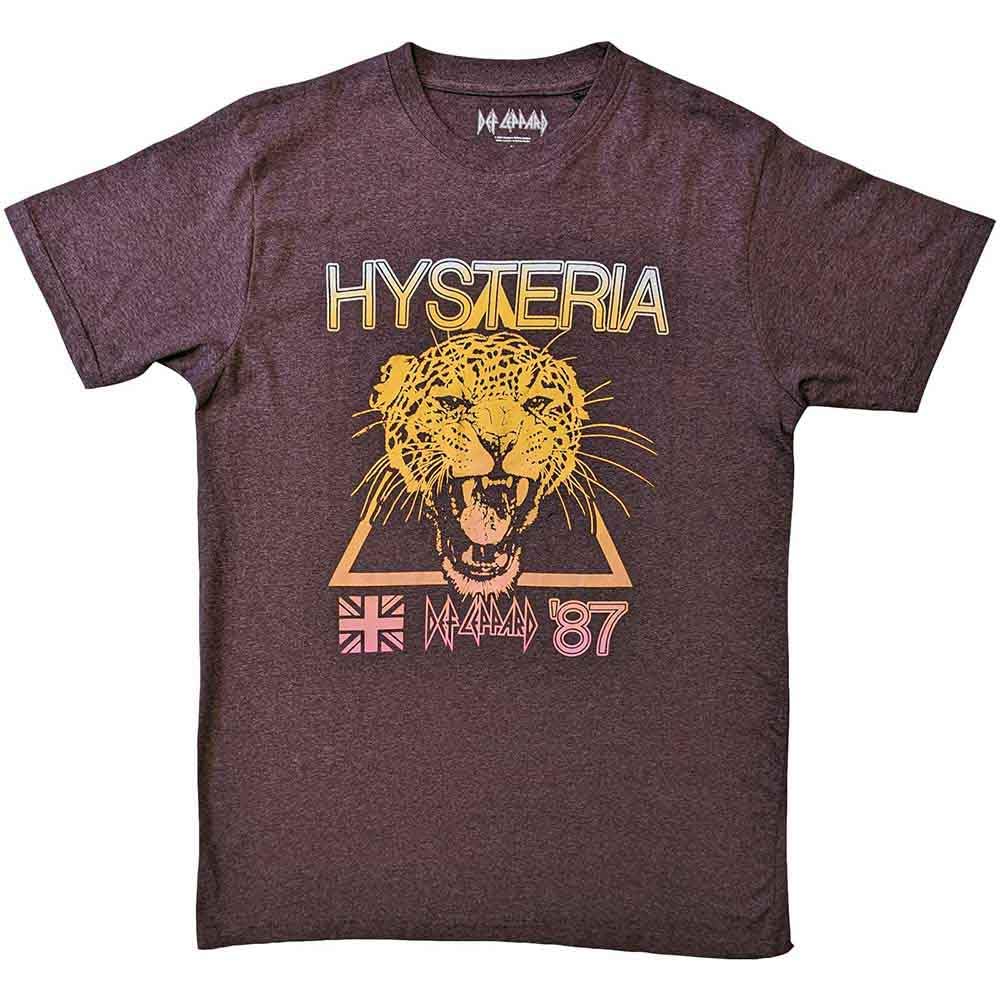 Rock Off Officially Licensed Products Men's Brown Def Leppard Hysteria World Tour Official Tee T-Shirt Unisex (Large)