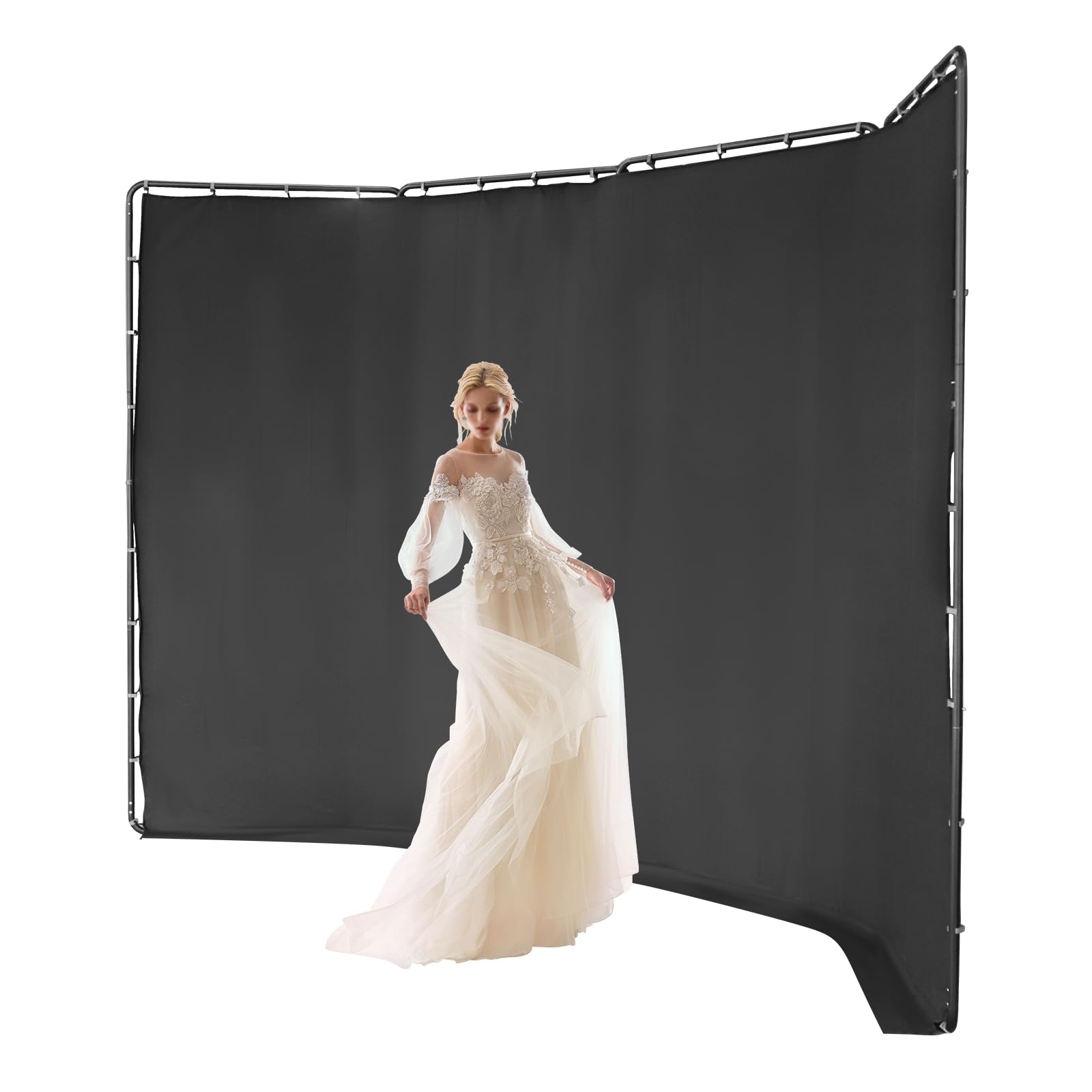 Fondo fotográfico con soporte de fondo, pantalla negra portátil, 4 m x 2,4 m, fondo de pantalla desmontable y plegable, diseño para retratos, recortes, transmisión en directo, vídeo