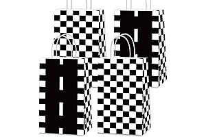 16 Pcs Racing Car Checkers Treat Bags with Handles