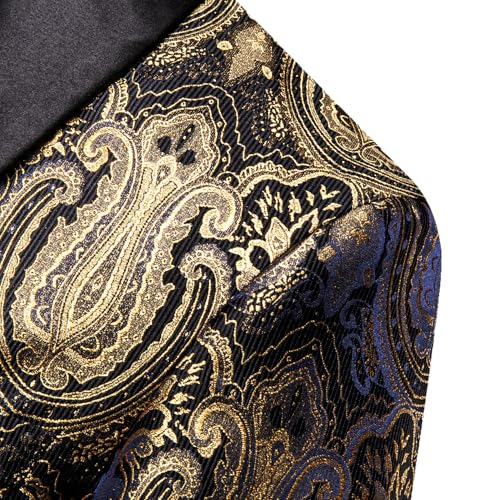 Image of Barry.Wang Mens Floral Blazer Suit Jacket Notched Lapel Casual Sport Coat | Flowers Jacquard One Button Tuxedo for Prom Wedding Party Disco Dinner Banquet Cocktail Homecoming Travel,Regular Fit