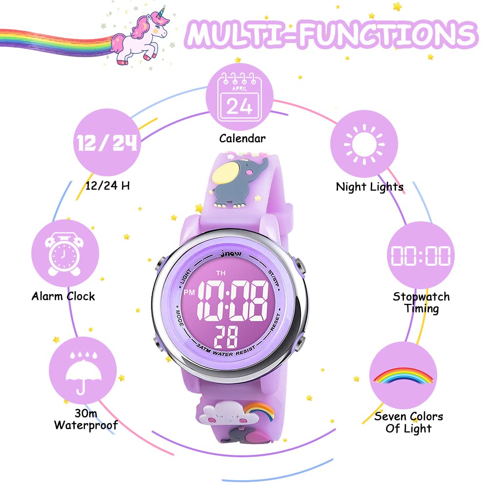 Vicloon Orologio Digitale per Bambini, Orologio da Polso per Ragazzi e Ragazze, Polso unicorno, Cartoni 3D Waterproof Retroilluminazione a 7 Colori, Visualizzazione Della Data e Dell'ora