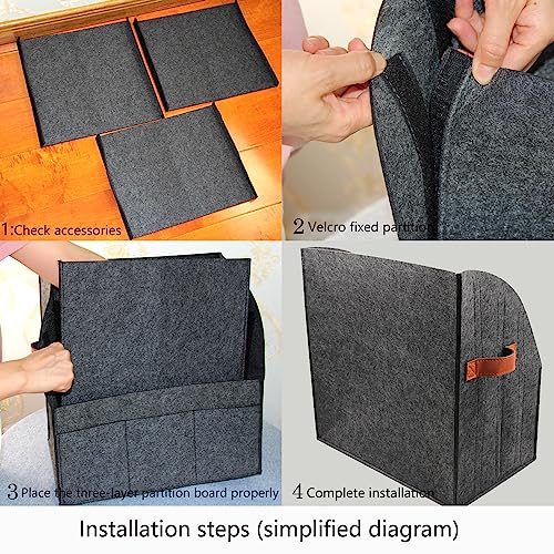 AEESRRU Zeitschriftensammler,faltbarer großer Filz Zeitungsständer, abnehmbare 4-Lagen-Trennwand, externe 3-kleine Taschen, Gläser und Telefonablagefläche, Größe 40x40x25cm