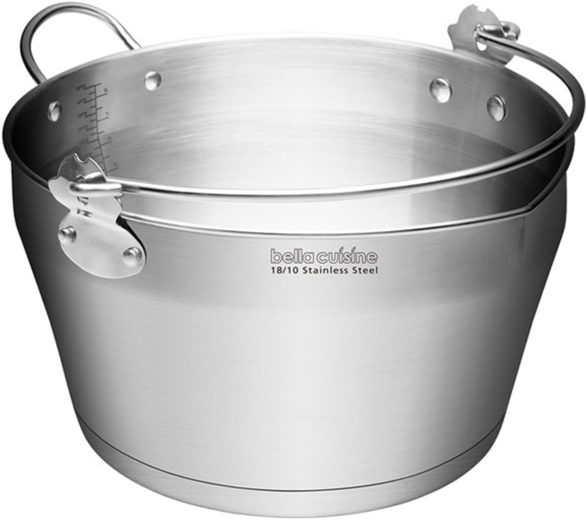 Bellacuisine 1810 Stainless Steel Round Maslin Pan Jam Pot