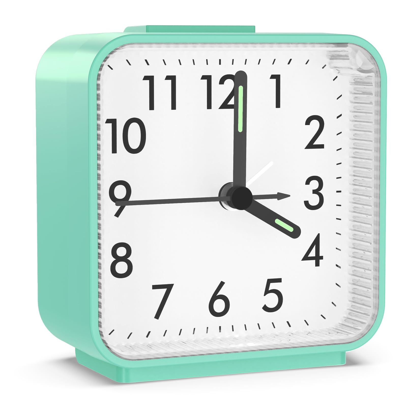 ORIA Silent Alarm Clock, Battery Operated Bedside Clocks, Luminous Large Display, Snooze Night Light Function, Gentle Wake, Easy Set for Elder (Green, Powered by 1AA Battery, Not Included)