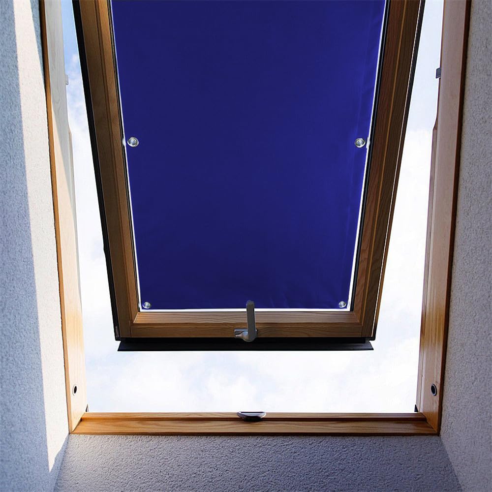 ZHhan Blackout Curtains for Roof Window Thermal Insulated Blackout Window Blinds with Sucker UV Protection for Bedroom, Baby Nursery Easy Installation (Dark Blue,16.9"x47.2")