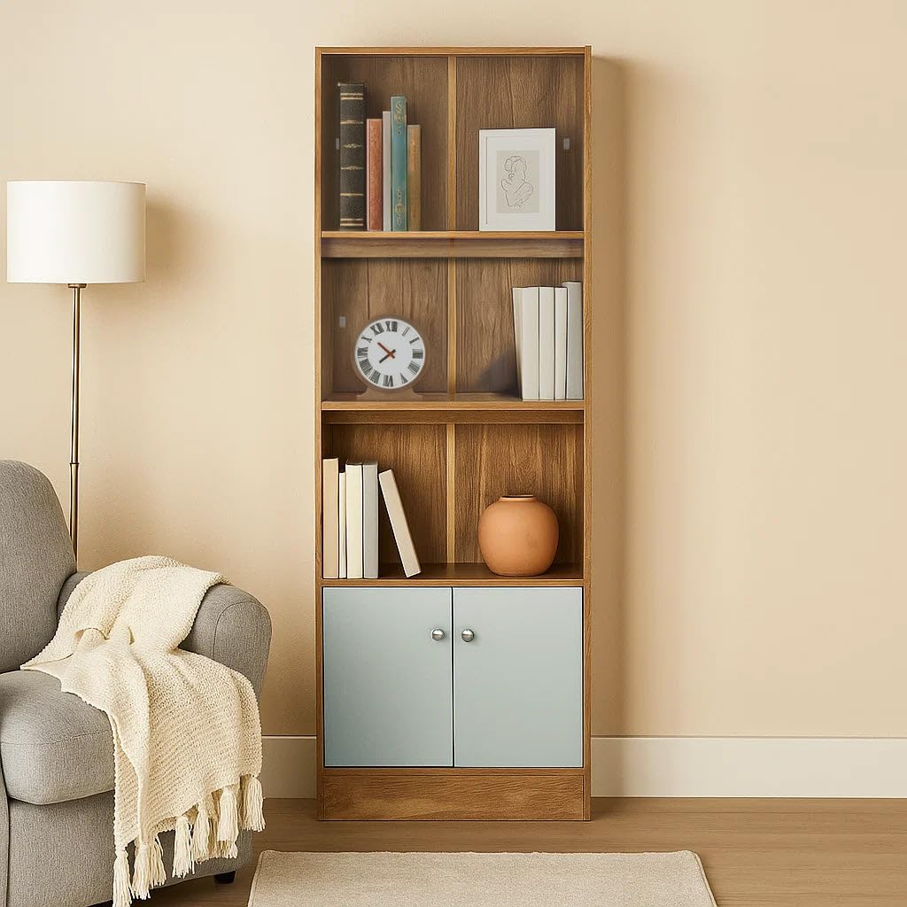 Nilkamal Gwen Book Case|2 Shelves with Glass Sliding Doors, 1 Open