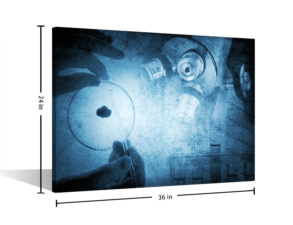 Image of TUMOVO Science and Medical Background Poster Wall Art for Living Room 1 Pieces Clinical Laboratory Wall Art Modern Artwork Canvas Wall Art Posters and Prints Framed Ready to Hang, 24 inch Wx36 H
