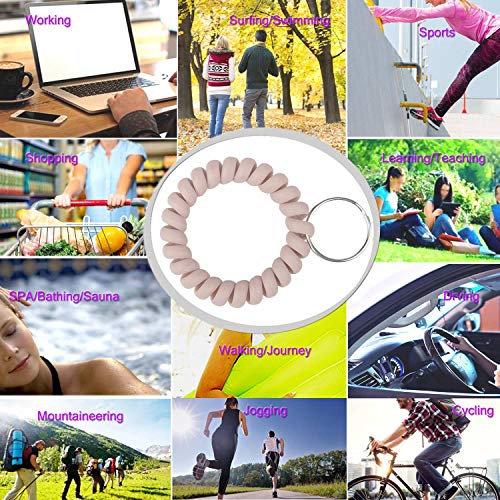 Image of BIHRTC Stretchy Wristlet Keychain Bracelet, Spiral Coil Spring Key Ring | Flexible Hands-Free Key Wristband for Office ID Badge, Gym, School, Hotel and Pool Locker Keys