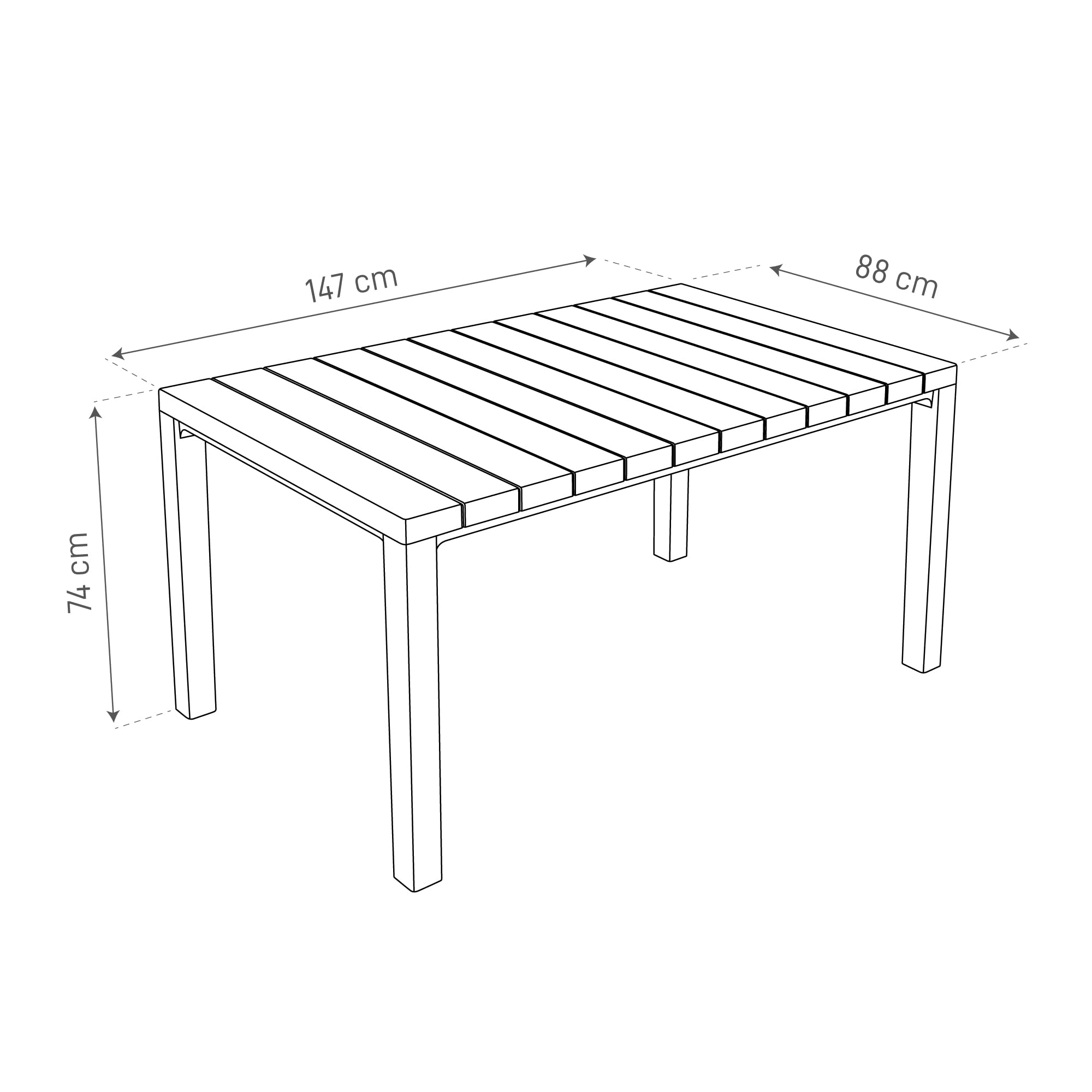 TOOMAX Davide Tavolo da giardino bianco con finitura effetto legno, 147x88x74h cm, tavolo grande adatto per 4 e 6 persone, resistente ai raggi UV, ideale per interno ed esterno