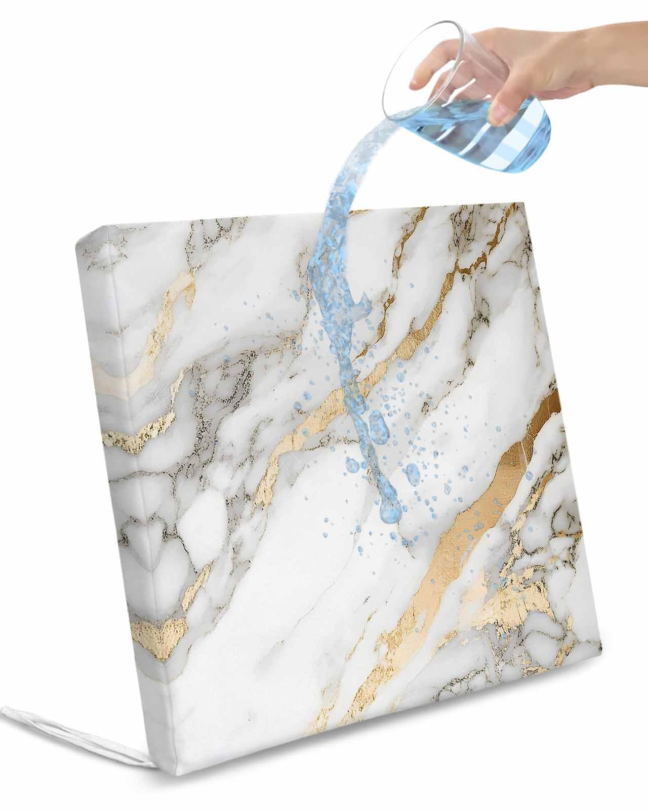 2 Pack Waterproof Cushion Covers - Modern Grey White Abstract Pattern, 24x24x4 Inches, Outdoor Patio Chair Replacement Slipcovers With Ties