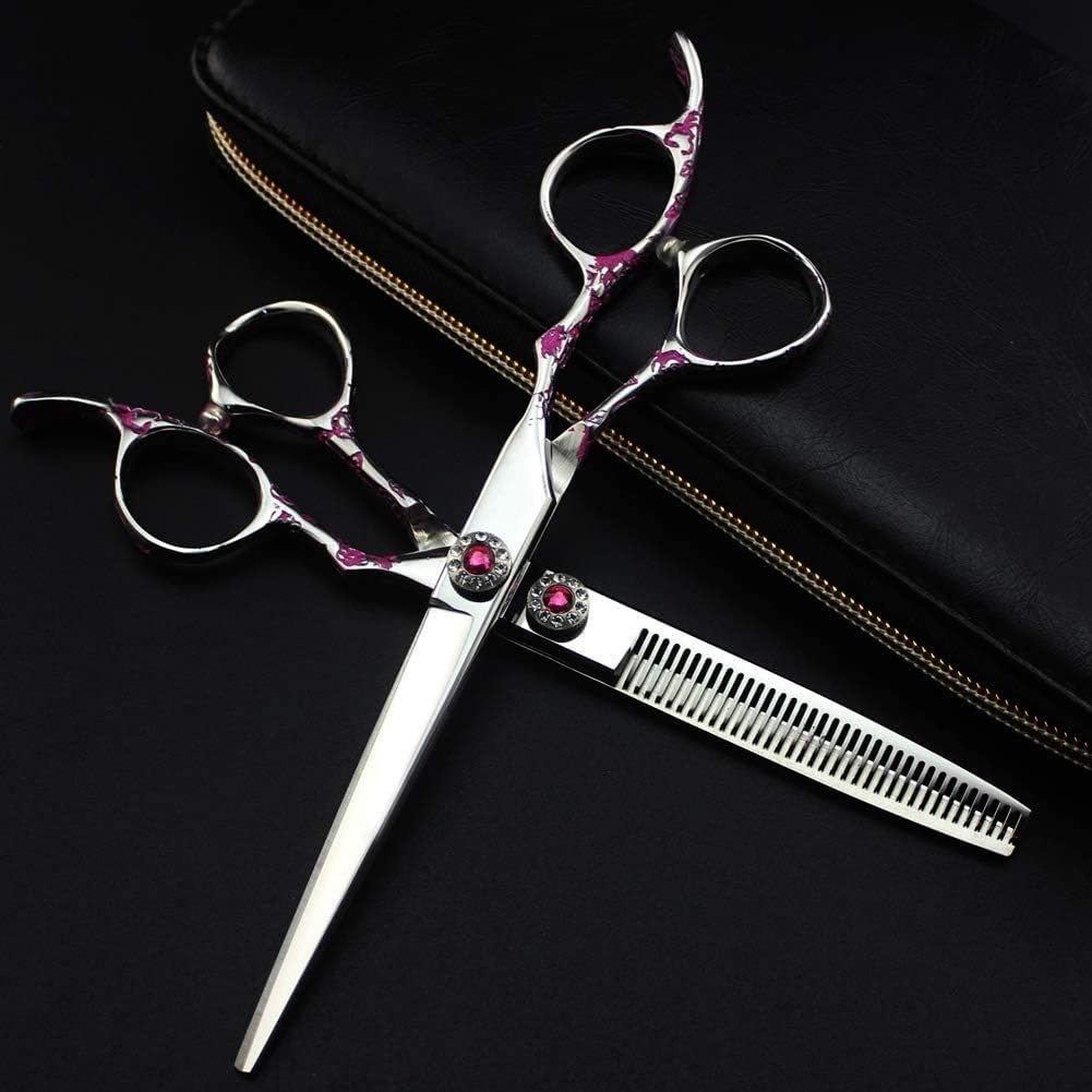 Tijeras de peluquería, Tijeras de peluquería y Tijeras de Adelgazamiento, Herramienta de diseño clásico de Peluquero y Uso Personal de Acero Inoxidable