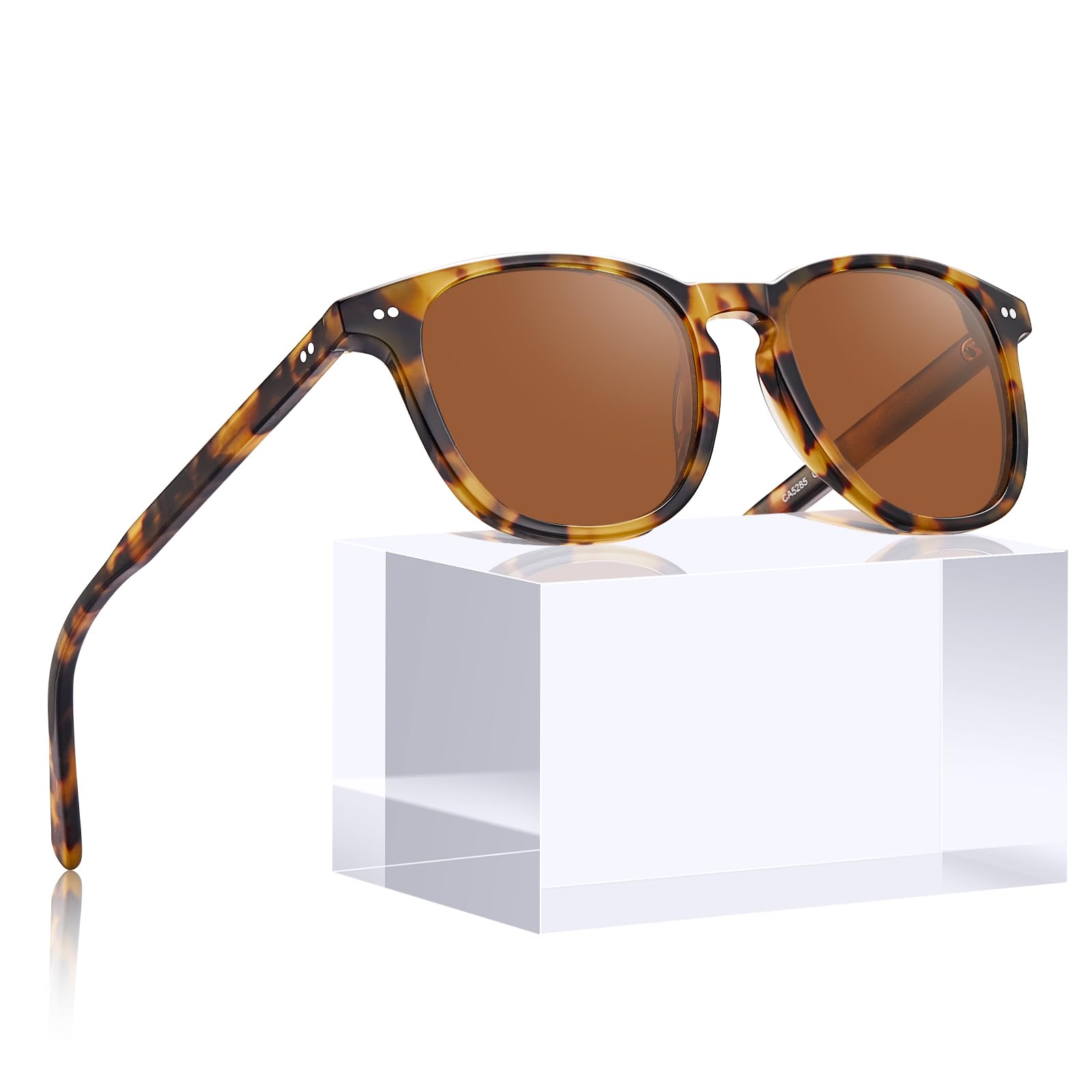 CARFIA Polaryzacyjne okulary przeciwsłoneczne w stylu vintage dla kobiet z małą twarzą, ochrona przed promieniowaniem UV, styl dziurki od klucza do jazdy na świeżym powietrzu, A/Żółw Ramka Brązowa
