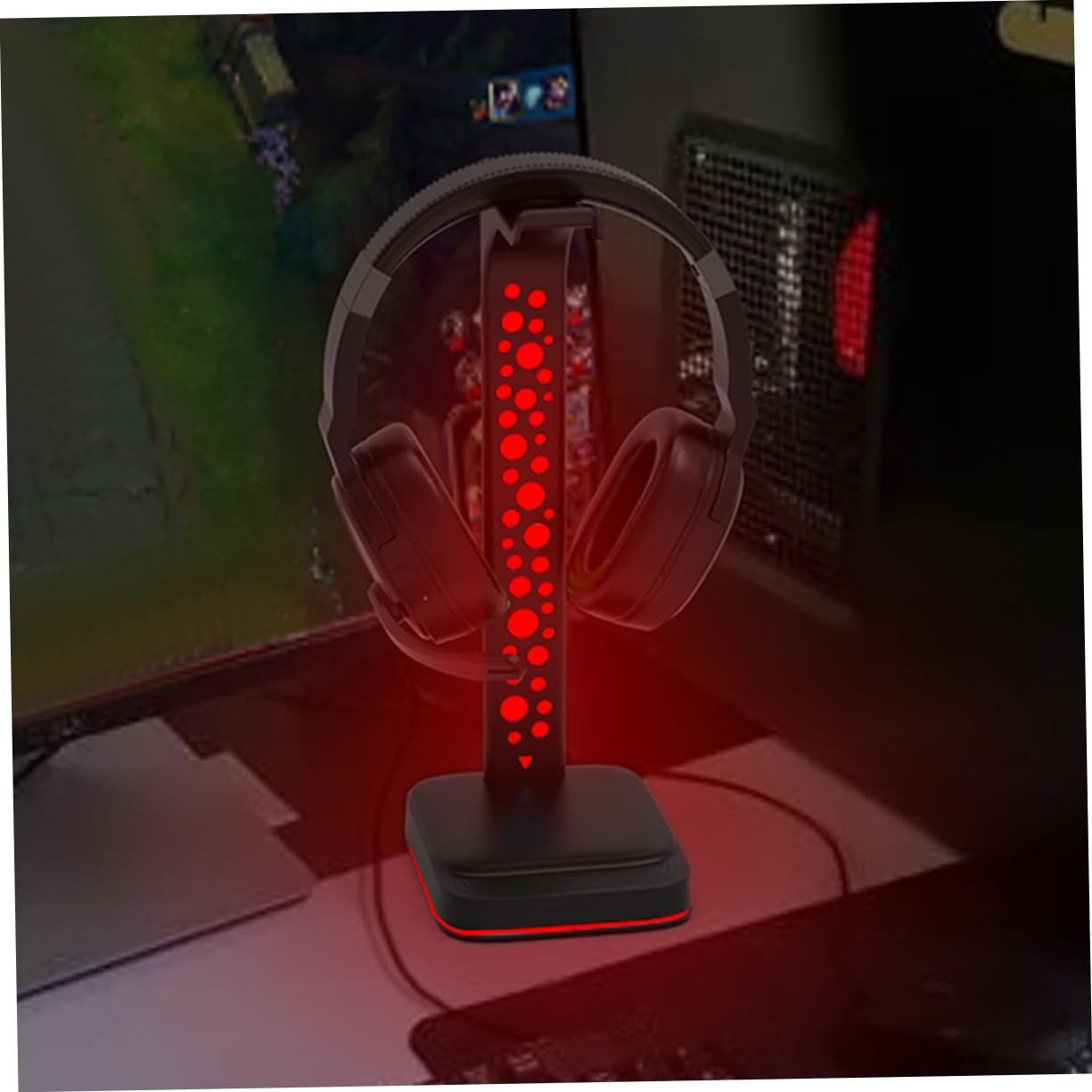 Support De Casque RGB avec Hub USB Support De Casque Gamer Multifonction pour Pc avec Ports Aux Et USB Accessoires De Bureau