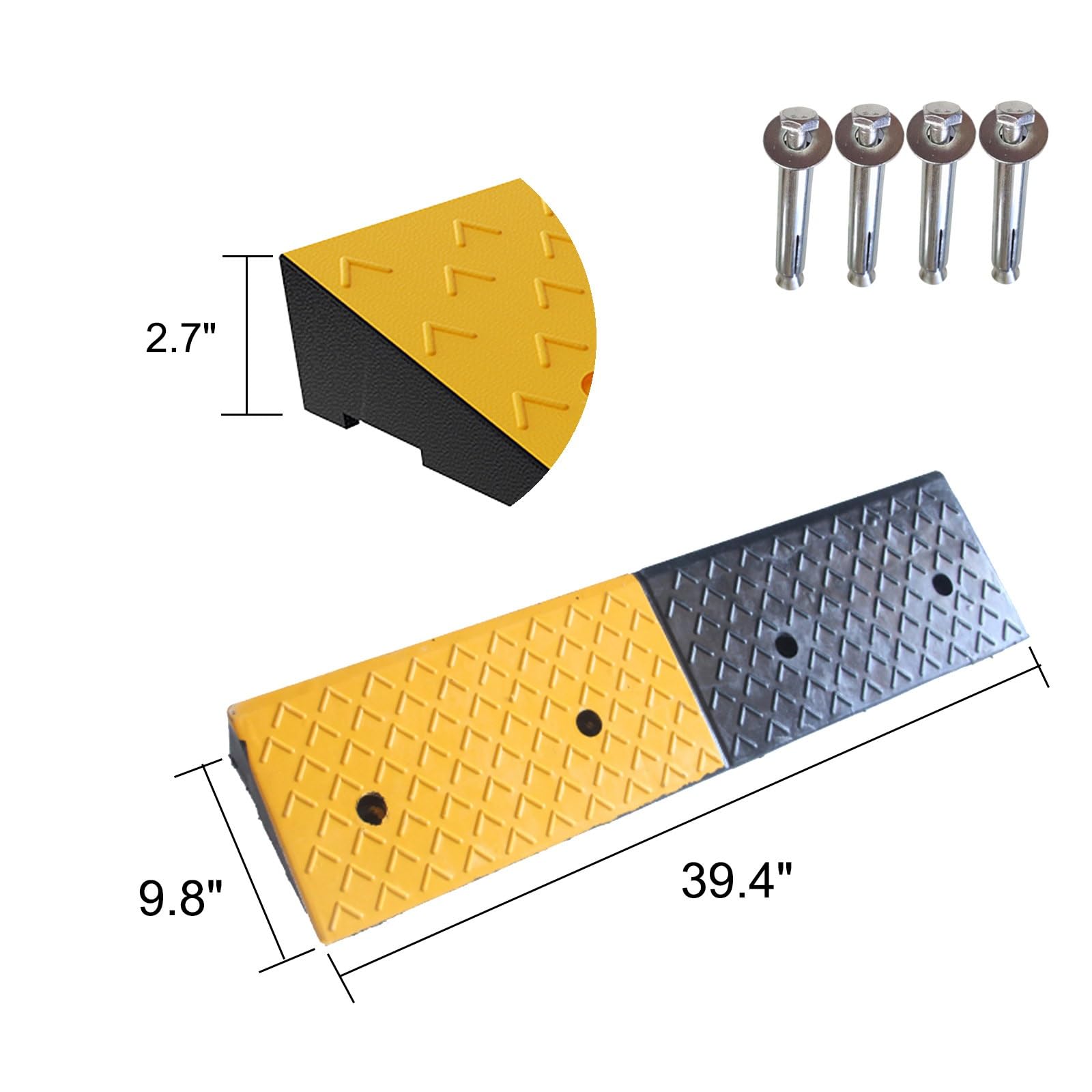 Gumowa rampa krawężnikowa | Czarny żółty Podwyższenie o wysokości 5–10 cm podjazdu do garażu: rampa dla pojazdów(7cm Rise high)