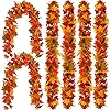 6PCS Fall Maple Leaves Garland Party Joy 56Ft Artificial Maple Leaf Autumn Garland Hanging Fall Vines Table Decorations Front Door Fall Decor Thanksgiving Decorations Decor Outside Indoor Decor