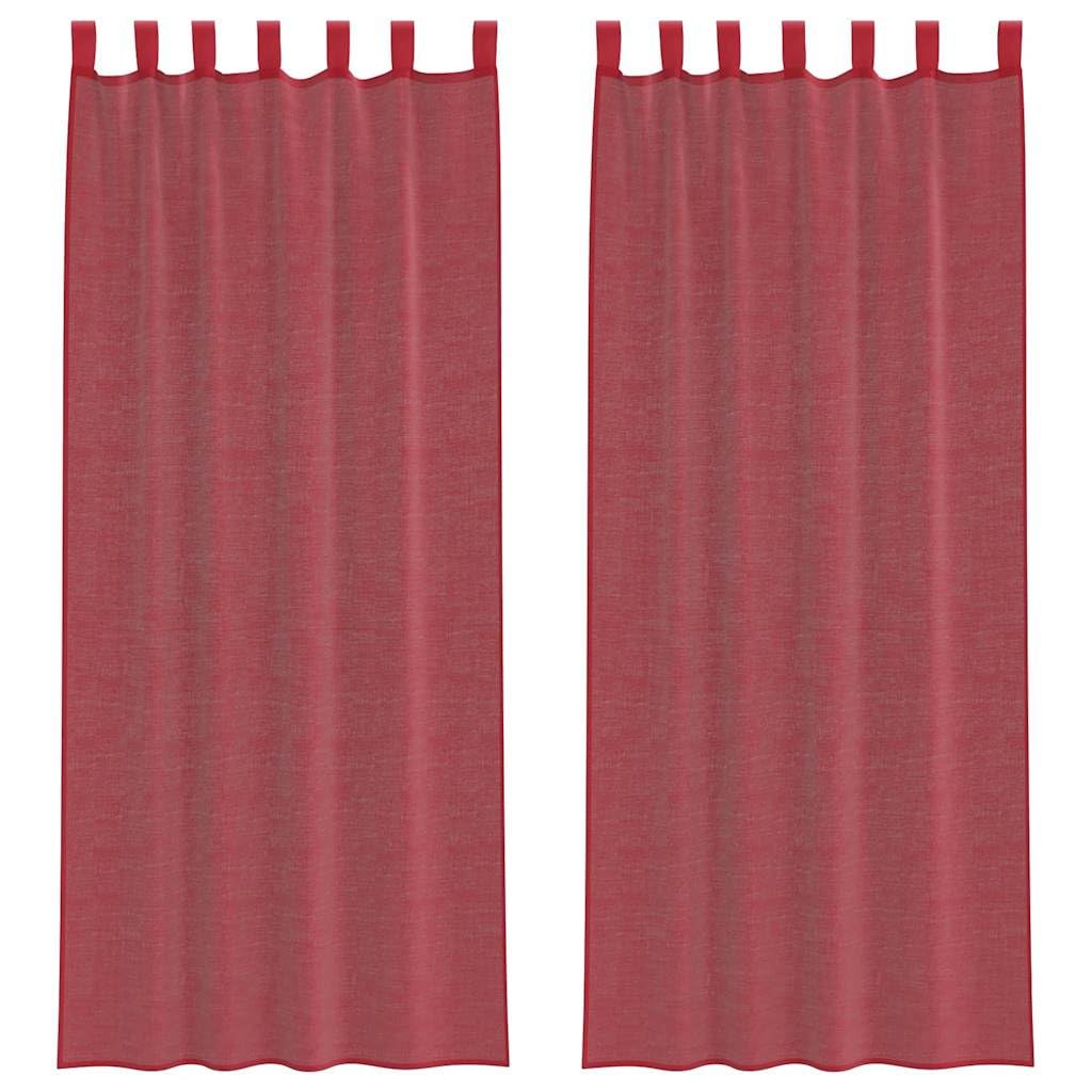 2 Stück Voile Vorhänge mit Schlaufen, Weinrot, 140x260 cm, Semi-Transparent Polyester Stoff, Lichtfilternd für Wohnzimmer und Schlafzimmer, Blickdicht