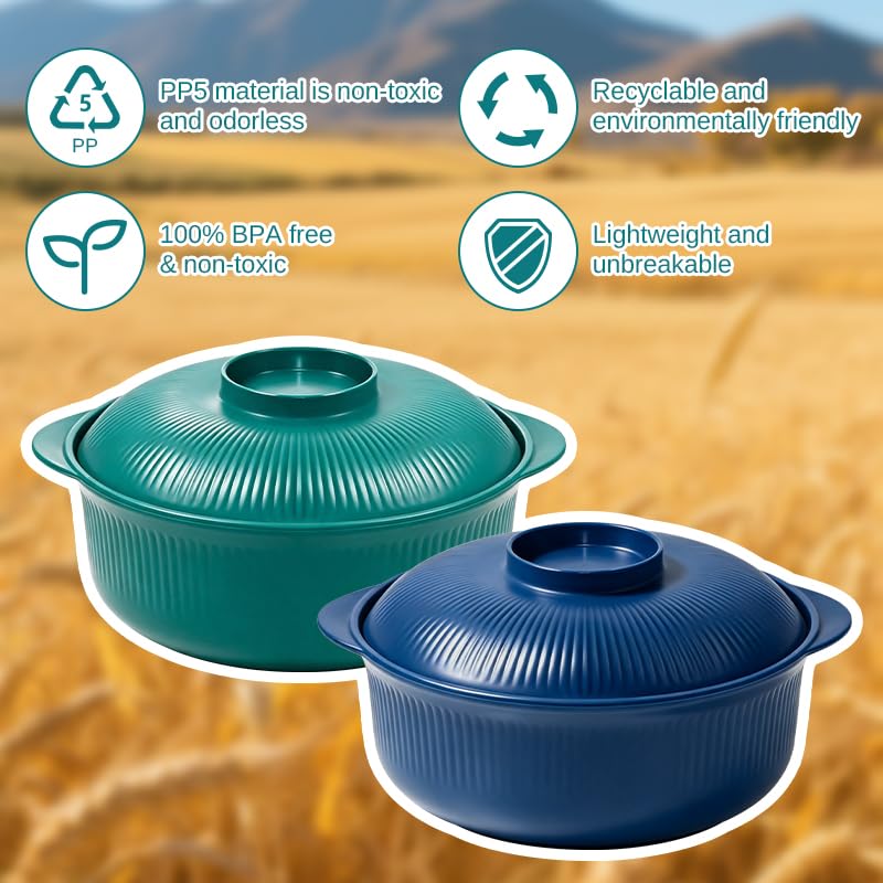 Image of 40oz Bowls Set of 8 with Lids, Lightweight, Microwave & Dishwasher Safe