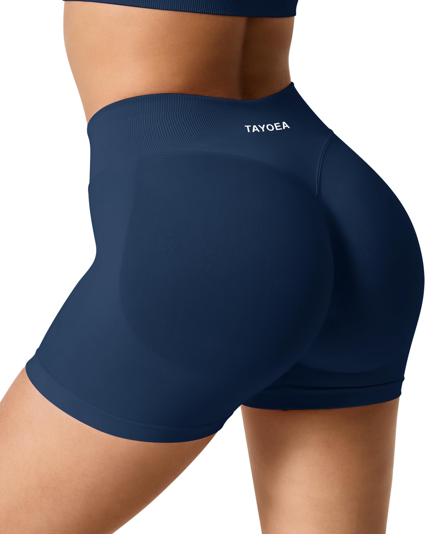 TAYOEA Pantalones Cortos Ciclismo Deportivos para Mujer Mallas Correr Cintura Alta Gimnasio Fitness Yoga Medias Push Up Booty Butt Scrunch Opaco Sin Costuras — view 4