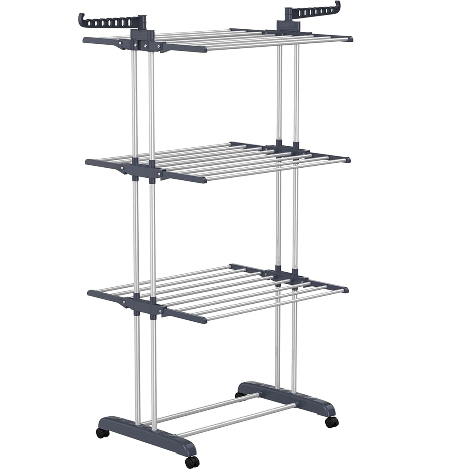Gr8 Home 3-Tier XL Foldable Clothes Airer - Grey - Large Tower Drying Rack