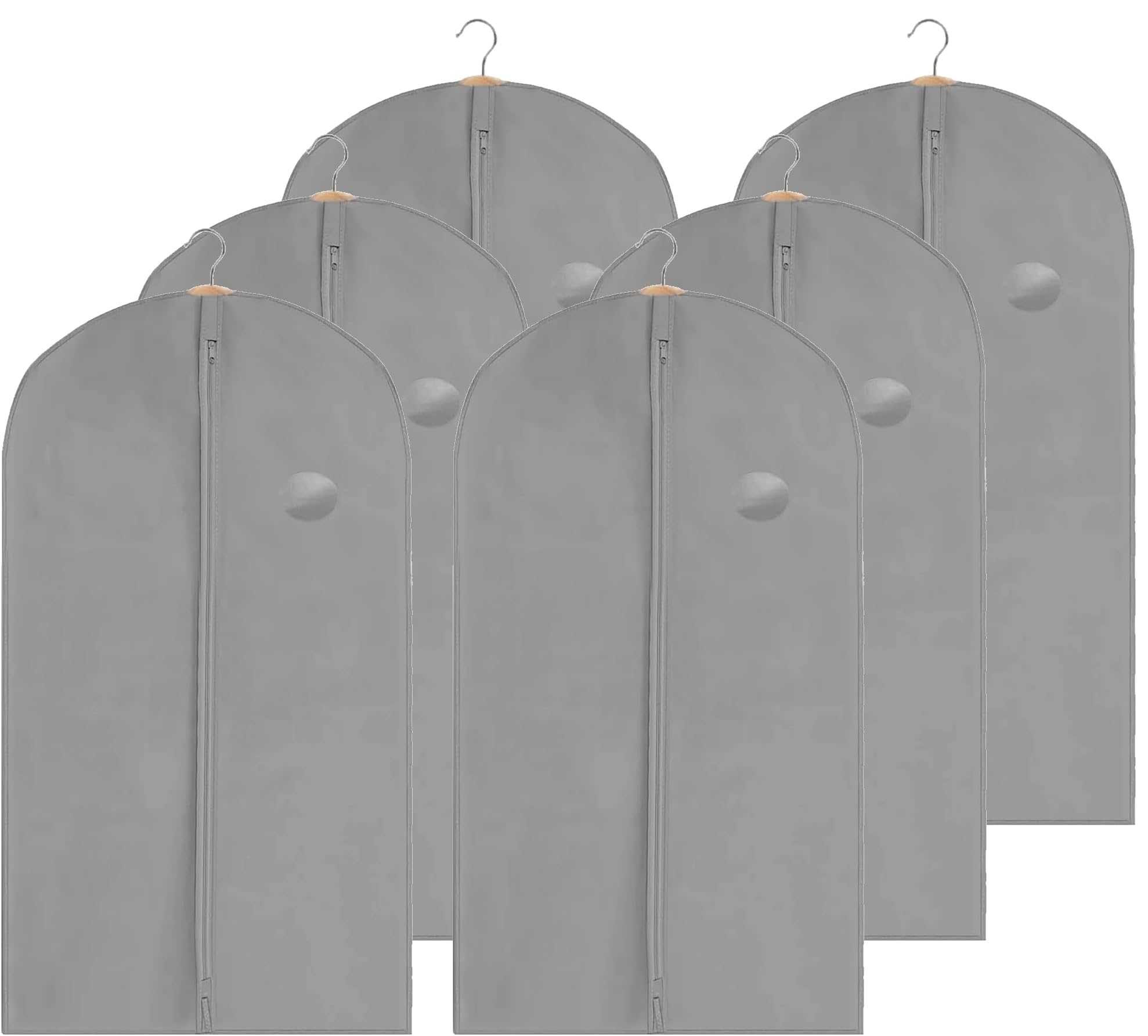 Short Garment Bag, Grey Dress Cover, 6 Pack, 60cm x 100cm, Clothing Storage Bags, Travel, Weddings, Suits, Dresses