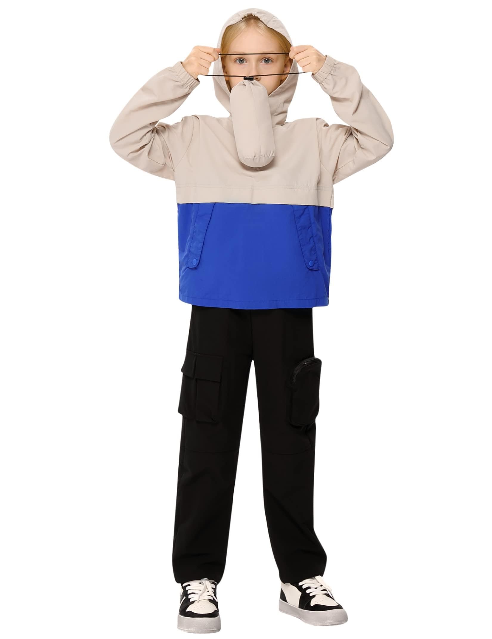 Packable Kids Rain Jacket - Lightweight Waterproof Hooded Coat for Boys and Girls, Windproof, Sizes 3-12 Years
