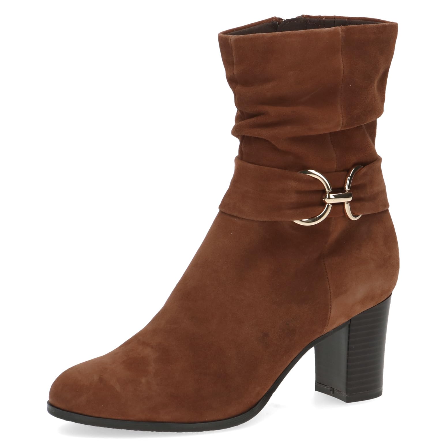 Caprice Women's ankle boots with heel Memotion in suede block heel Width G, Brown (Cognac Suede), 6 UK