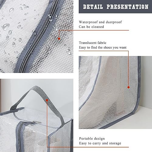Fazhongfa Travel Bags for Luggage Packing, Clear Stackable Storage Dust Waterproof Shoe Bags in Closet 2 Set Hanging Bags (Clear Gray-Thigh Boot)4