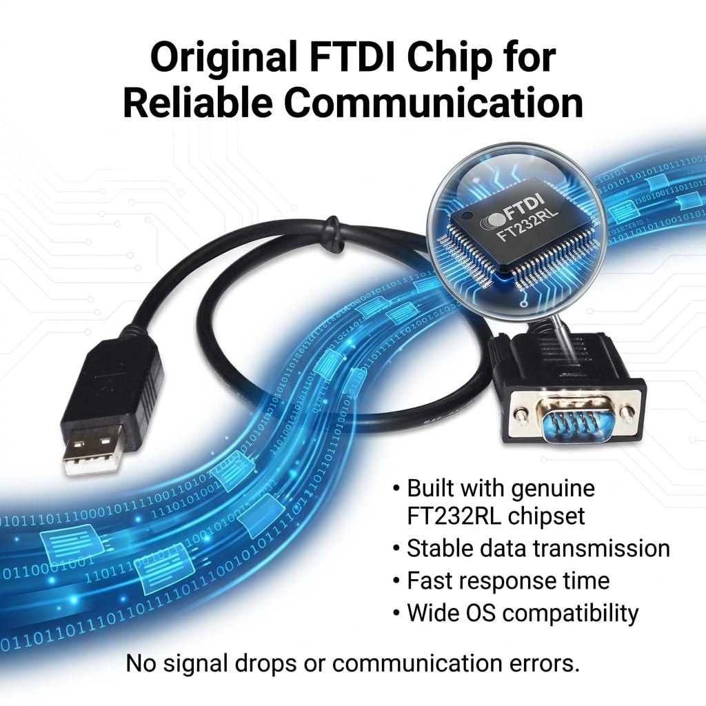 USB to DB15 Male Cable for VAT Butterfly Valve Controller, 1.8m RS232 Serial Communication Line