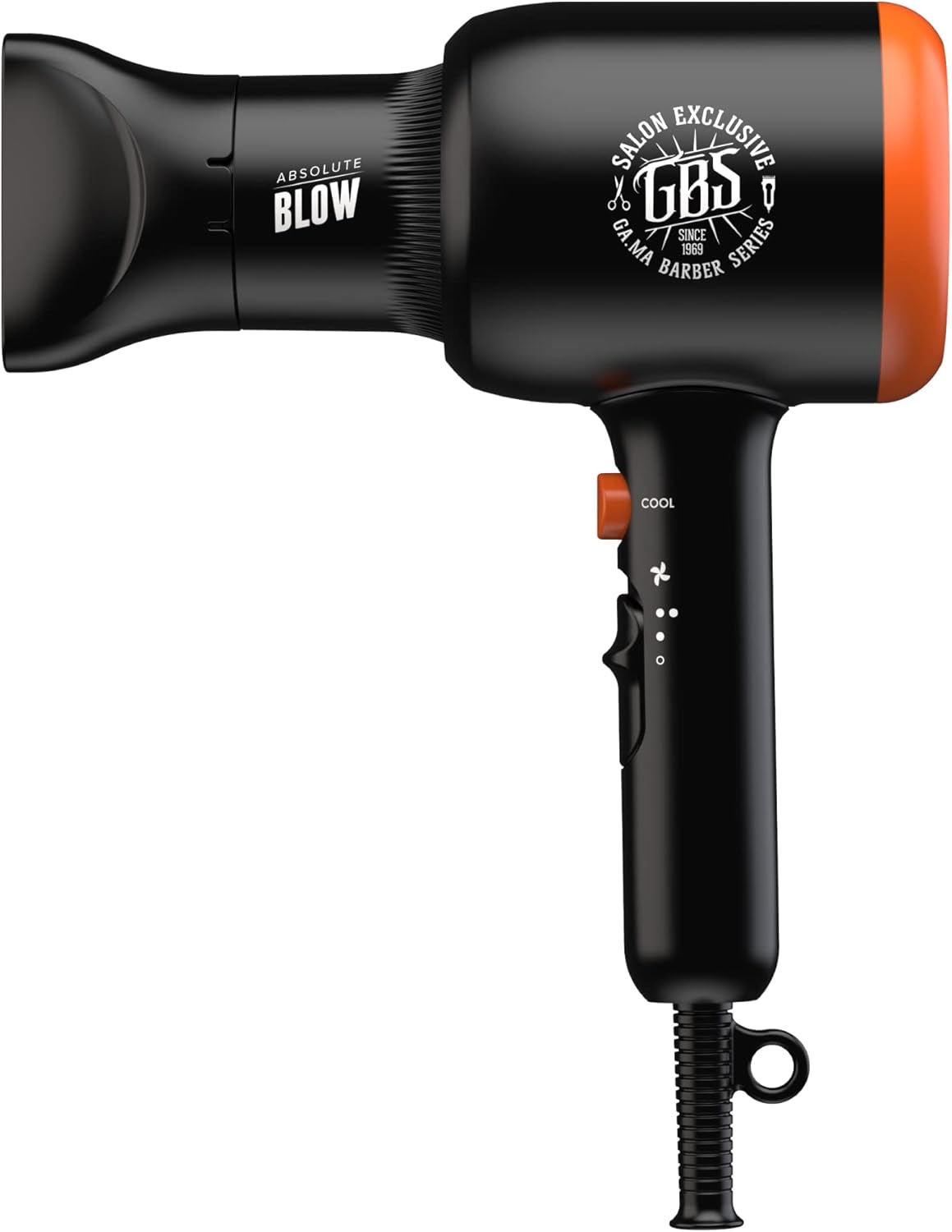 GA.MA Italy Professional, GBS Absolute Föhn, Ultra-compacte 2000W AC Motor, Keramische Coating voor glanzend, pluisvrij haar, Zwart