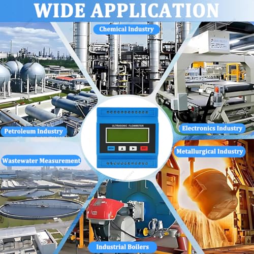 Quixnova Misuratore Di Portata A Ultrasuoni A Parete - Modulo Misuratore Di Portata Digitale Per Tubi Di Diametro DN15 A 6000 Mm, Misuratore Di Portata Portatile Con Morsetto, -30 A 90 ℃ DN100 - 2