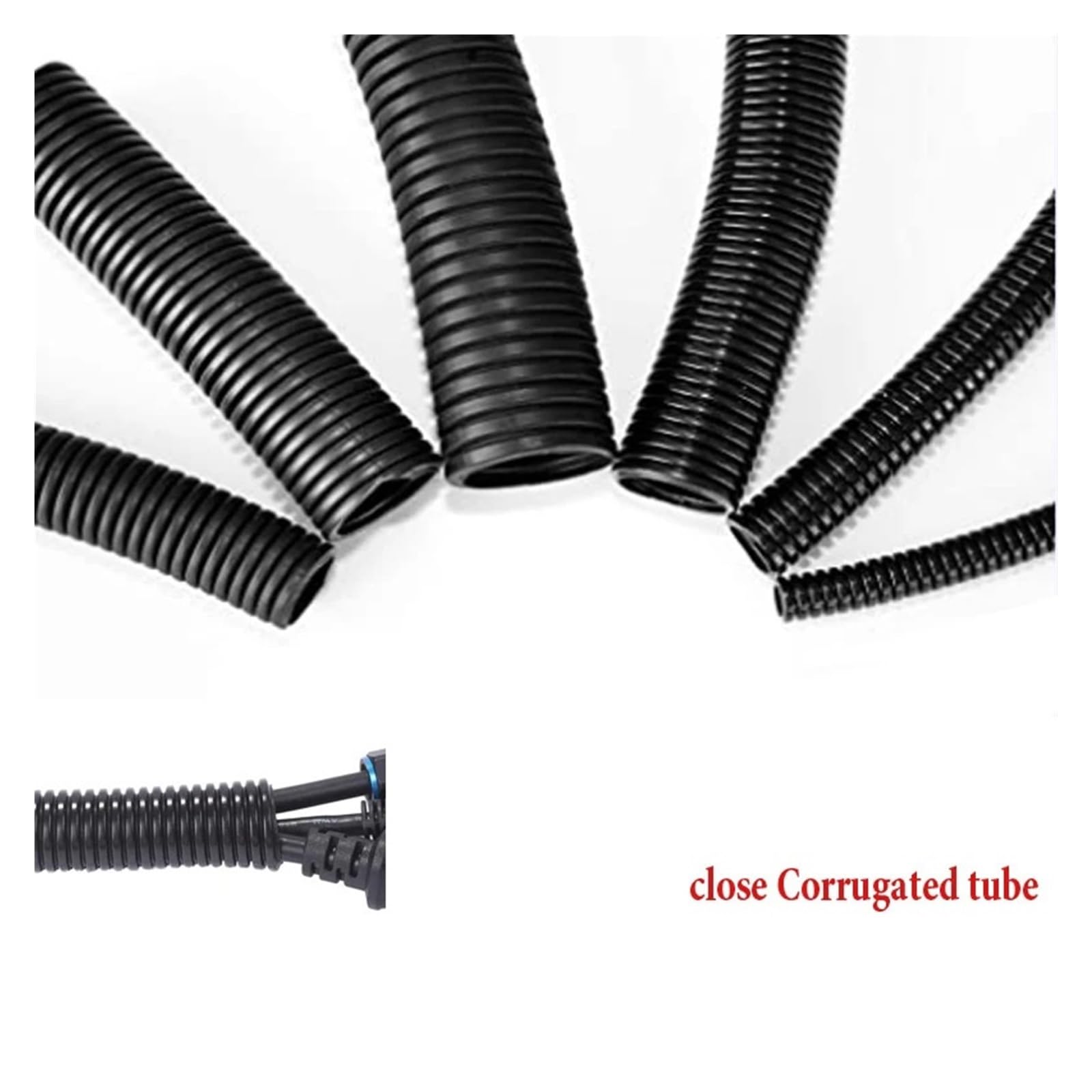 Tubo corrugado, Conducto de cable corrugado dividido negro varios tamaños(Close,16X13MM-3METER)